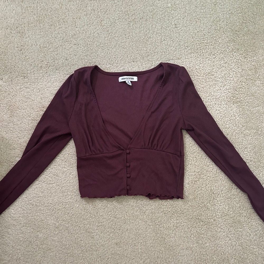 Urban Outfitters, Long Sleeve, V-Neck Top, Size Medium